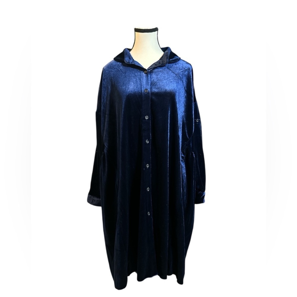 Elegant Long Sleeve Blue Velvet Dress